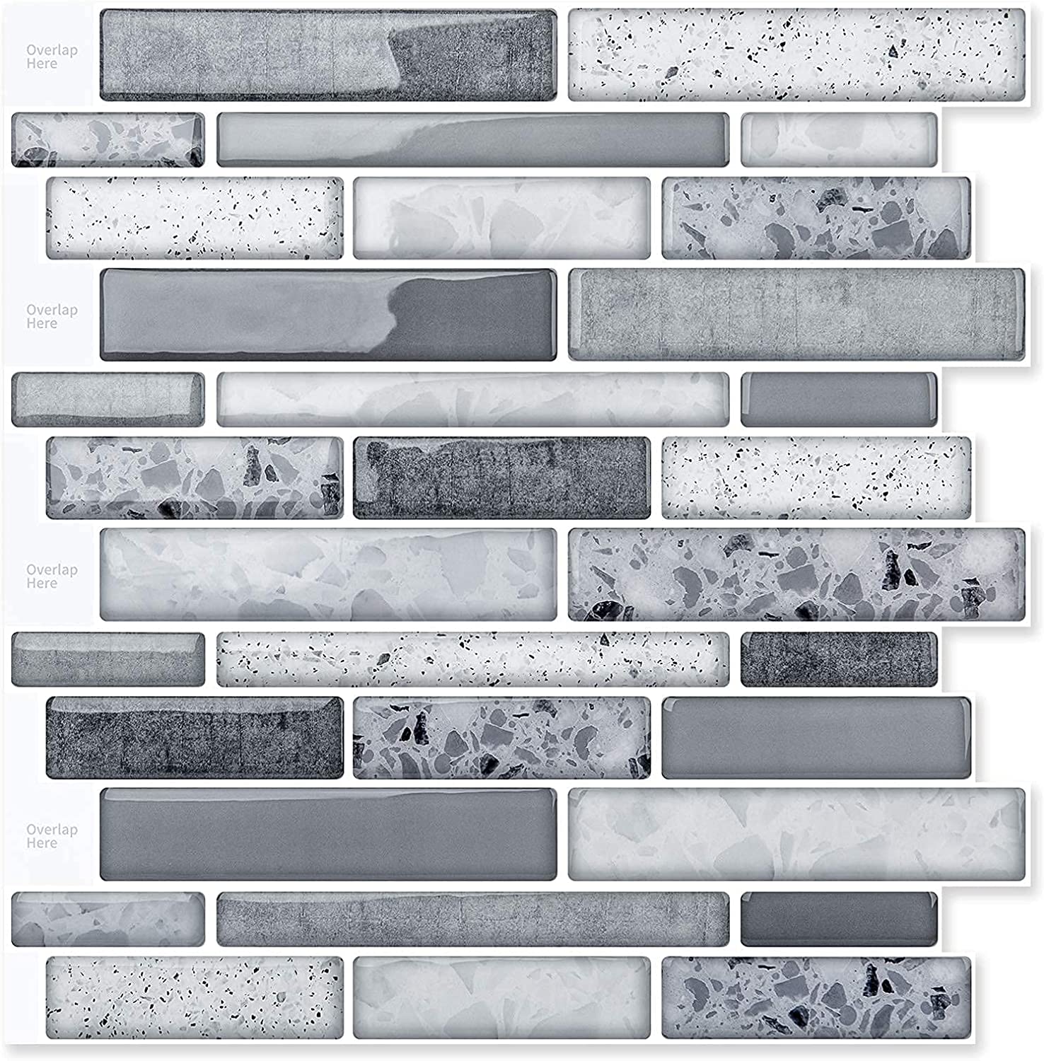 A17019NA10- 10-Sheet Peel and Stick Backsplash Tile for Kitchen in Stone Design