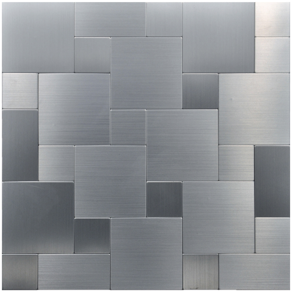 A16003SL10 - Peel and Stick Metal Mosiac Sheets for Backsplash 12in X 12in 10 Tiles 9.7  Sq.ft
