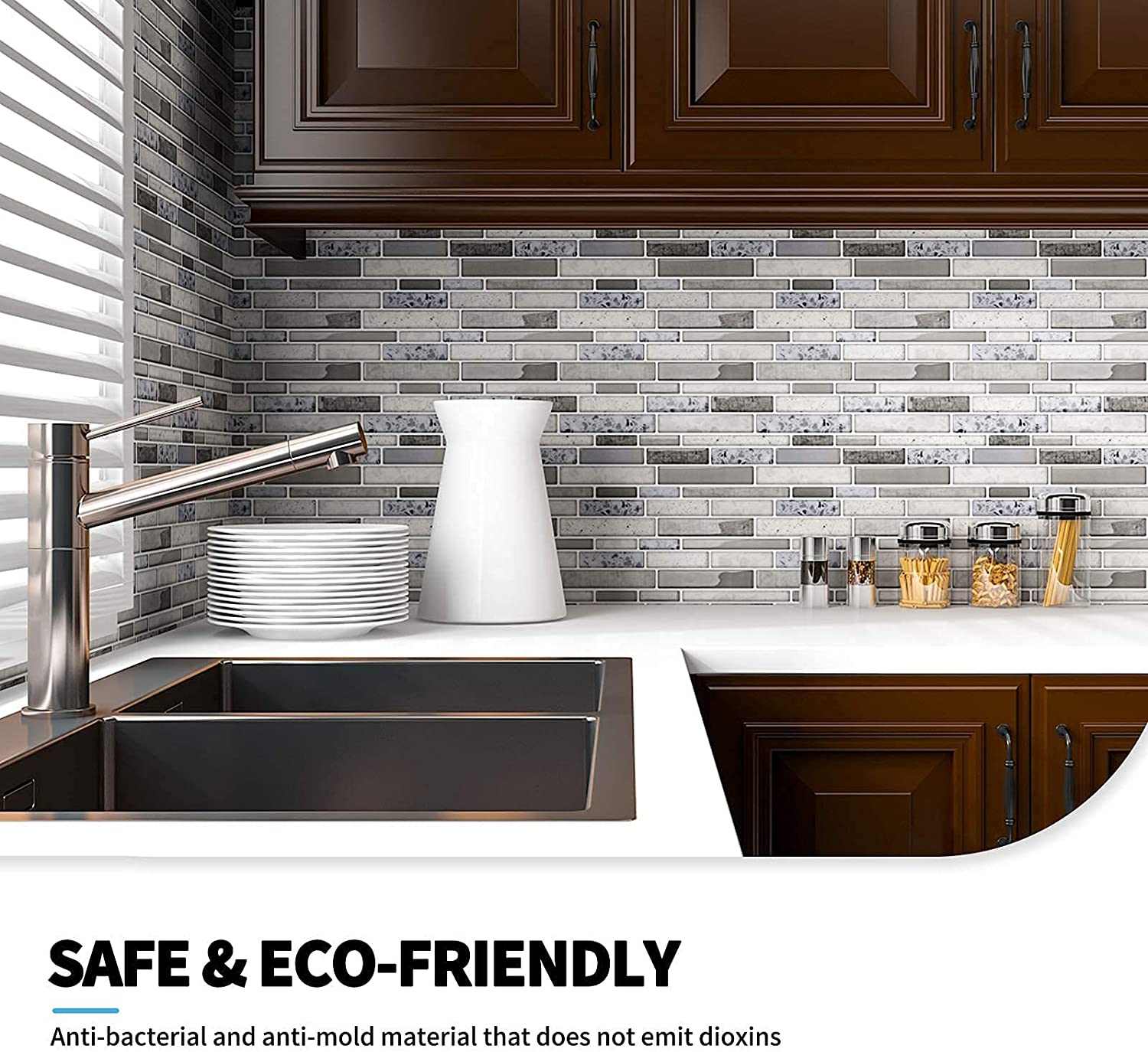 Art3d 10-Sheet Peel and Stick Backsplash Tile for Kitchen in Stone Design