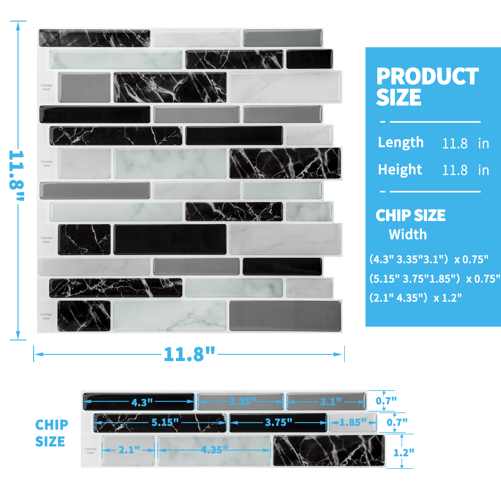 Art3d 10-Sheet Peel and Stick Tile Backsplash for Kitchen in Marble Design