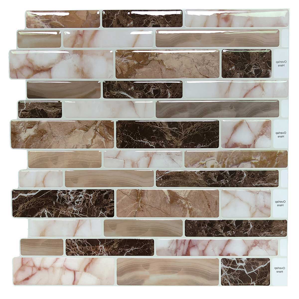 A17072NA10- 10-Sheet Peel and Stick Tile Backsplash for Kitchen in Marble Design Tile