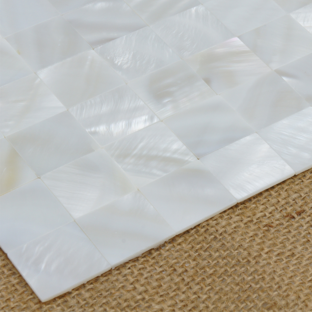 White Square Seamless Pearl Shell Tile