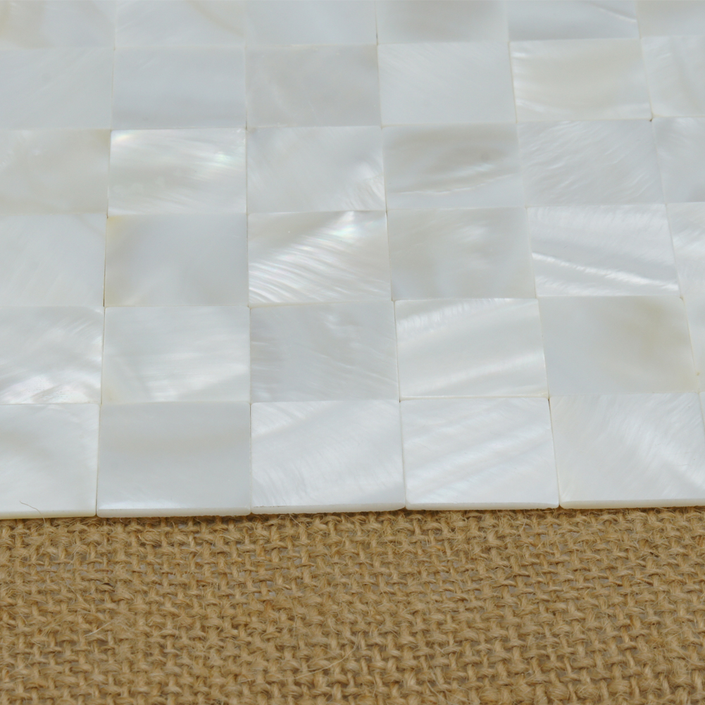White Square Seamless Pearl Shell Tile