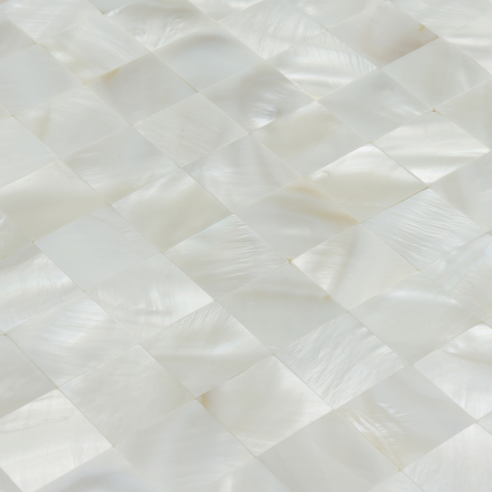 White Square Seamless Pearl Shell Tile